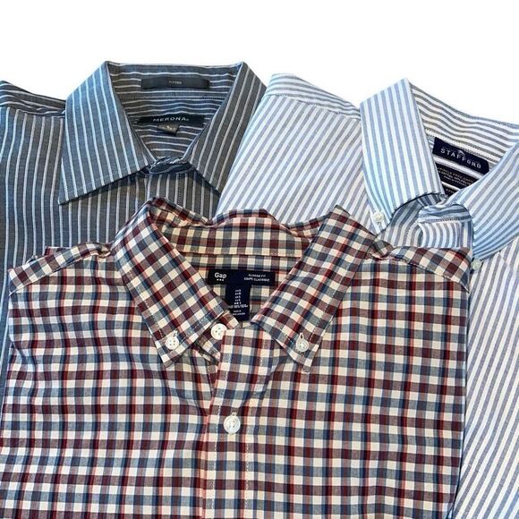 GAP Stafford Merona Men’s Casual Button Down Shirt Bundle Long Sleeve Size Large - Picture 1 of 4